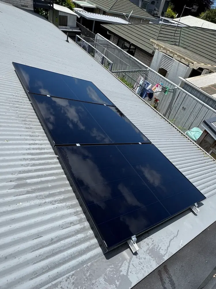 Spotless solar panels after cleaning in Papamoa