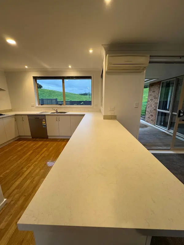 Sparkling clean open-plan kitchen and living area after end of tenancy cleaning in Bay of Plenty